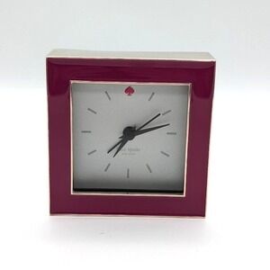 Kate Spade x Lenox Cross Point Clock Pink 3.5 in Silverplate Enamel